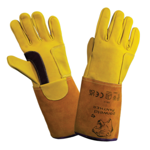 Yellow protective gloves for safety and utility work.