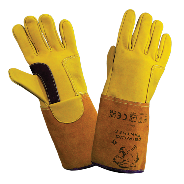 Yellow protective gloves for safety and utility work.