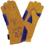 Durable leather gloves for heavy-duty work.
