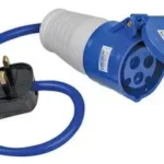 Blue electrical plug and socket connector
