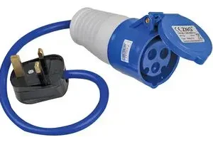 Blue electrical plug and socket connector