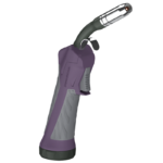 Purple welding torch with ergonomic handle.