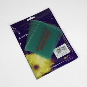 Pack of green transparent plastic sheets