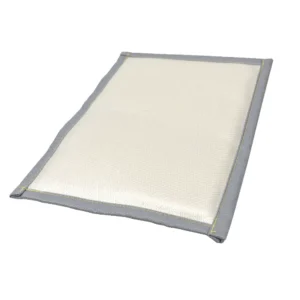 Textured fabric panel with gray border.