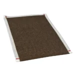 Brown textured fabric with white edges.