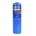 Vortex propane gas cylinder in blue packaging.