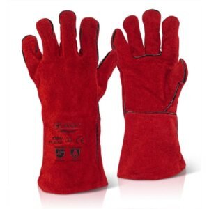 Red protective gloves for heavy-duty use