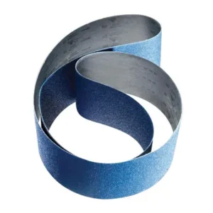 Blue sandpaper roll twisted into a loop