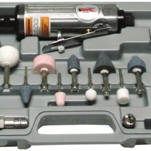 Air tool kit with various grinding bits.