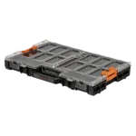 Clear storage container with adjustable compartments
