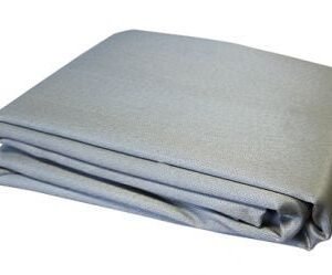 Folded silver fabric on a white background