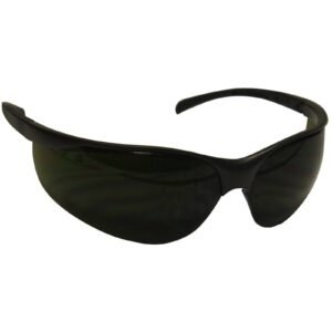 Black safety glasses with dark lenses