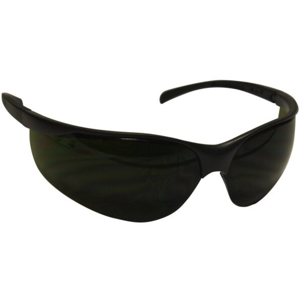 Black safety glasses with dark lenses