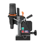 Compact magnetic drill with adjustable levers and controls.