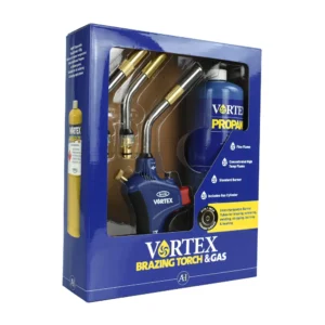 Vortex brazing torch and gas cylinder set.