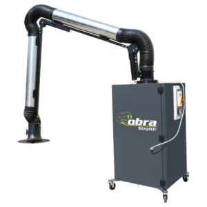 Portable fume extraction system with adjustable arm.