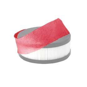 Air filter with red ribbon detail