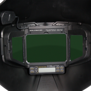 XR942H_vision.webp Interior view of welding helmet controls and settings.