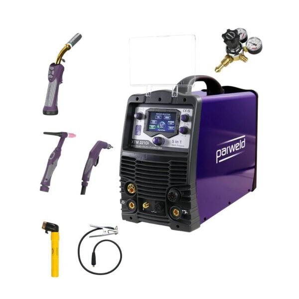 Parweld XTM 221DI multi-process welding machine with accessories