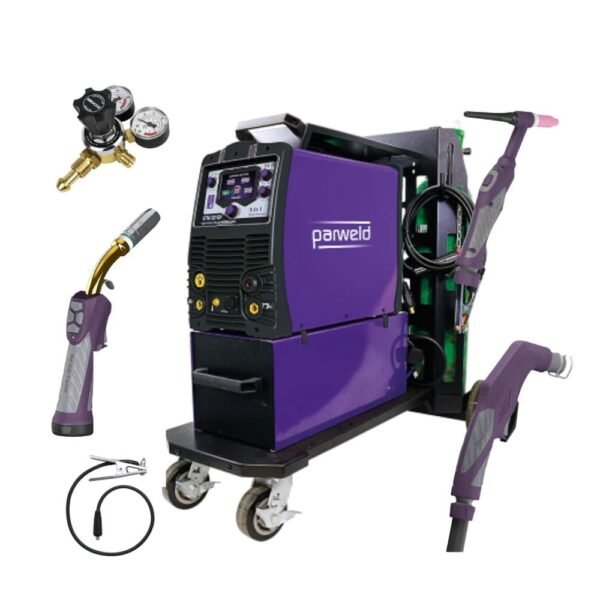 Parweld multi-function welding machine with accessories.