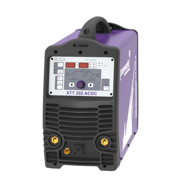 Portable welding machine with digital control display.