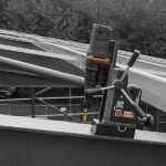 Magnetic drill press on steel beam