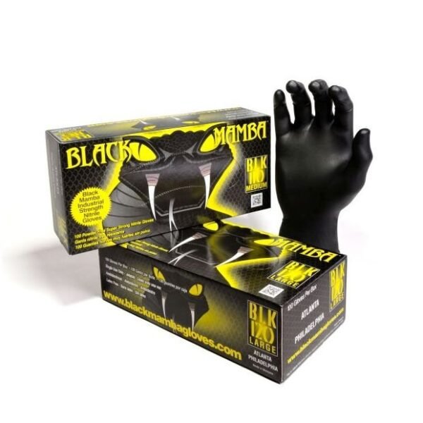 Black Mamba gloves packaging with black gloves