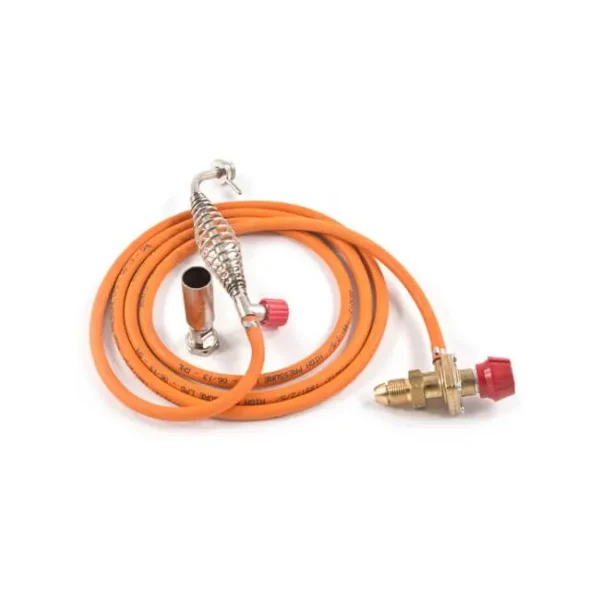 Orange gas hose with connectors and nozzle.