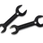 Two black wrenches arranged together.