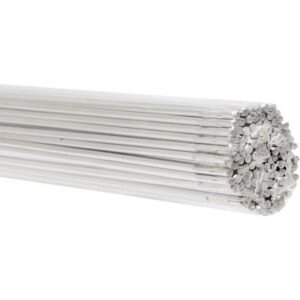 Bundle of silver welding rods for metalwork.