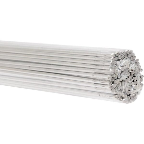 Bundle of silver welding rods for metalwork.