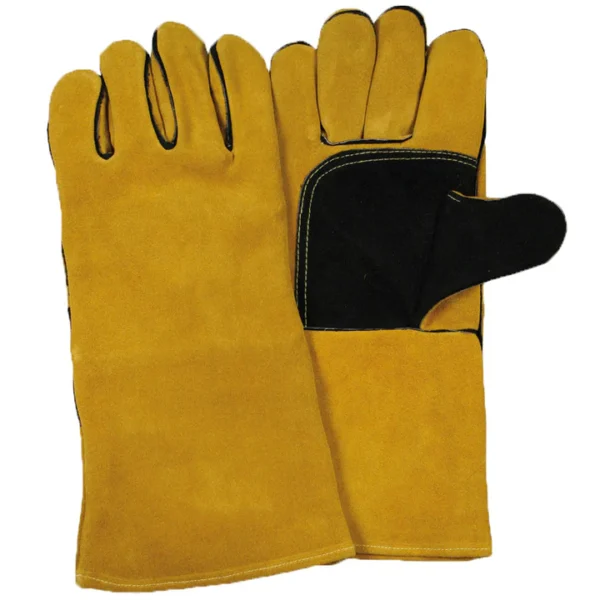 Pair of durable yellow work gloves.
