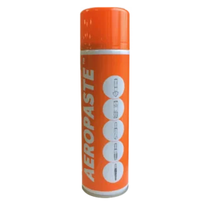 Orange aerosol can labeled Aeropaste.