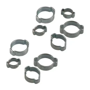 Assorted metal clamps in various sizes