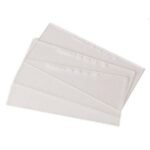 Three transparent plastic sheets stacked together.