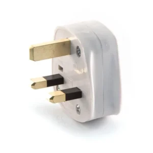 Three-prong electrical plug with gold contacts