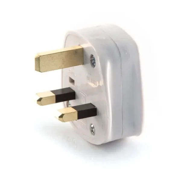 Three-prong electrical plug with gold contacts