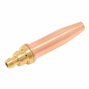 Copper welding torch nozzle with brass fittings.