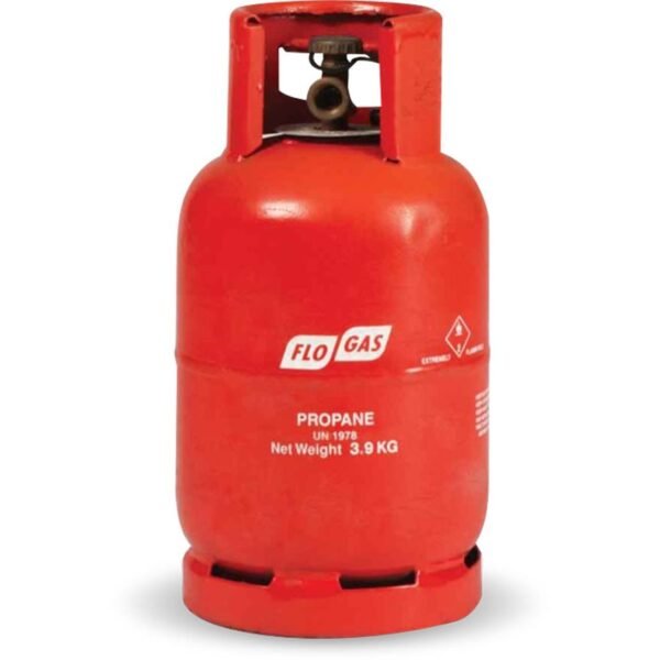 Red propane gas cylinder by FloGas
