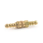 Brass hose connector on a white background.