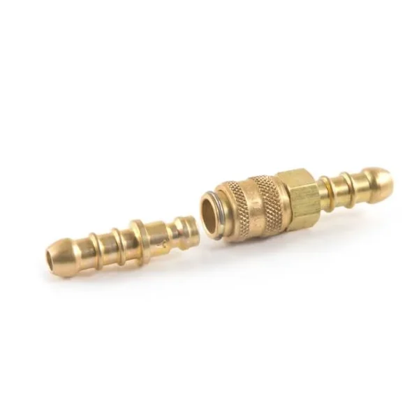 Brass quick-connect fittings for plumbing applications.