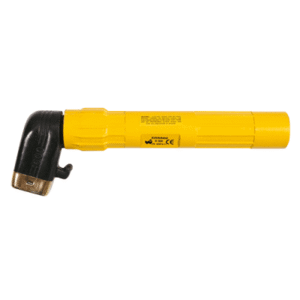 Yellow welding torch with angled nozzle