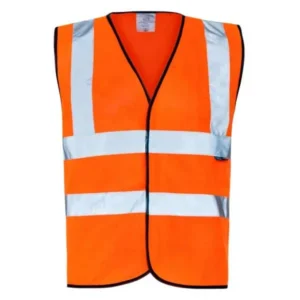 High visibility orange safety vest with reflective stripes