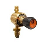 Brass propane regulator with black control knob
