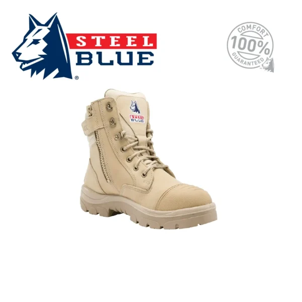 Steel Blue tan safety boots with comfort guarantee