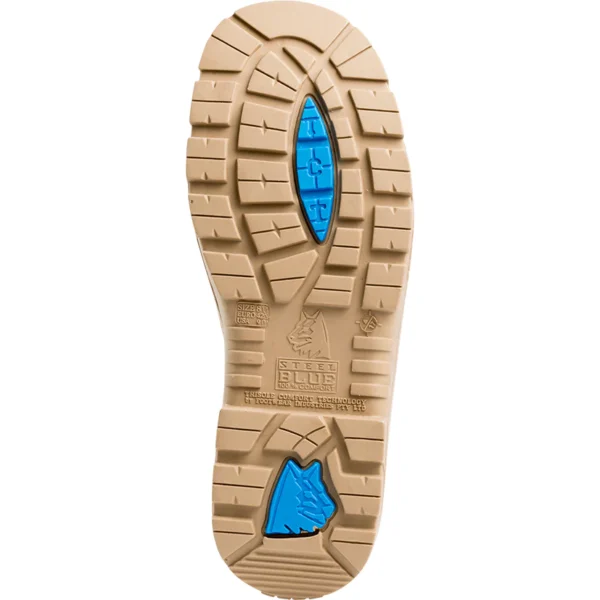 Bottom view of a Steel Blue work boot sole.