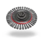 Steel wire brush for cleaning and deburring tasks.