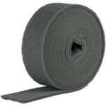 Roll of gray felt material on white background.