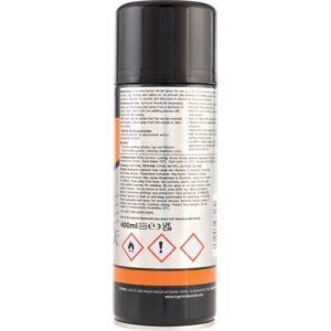 Spray can with safety instructions and usage details.