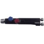 Black manifold with red and blue knobs.